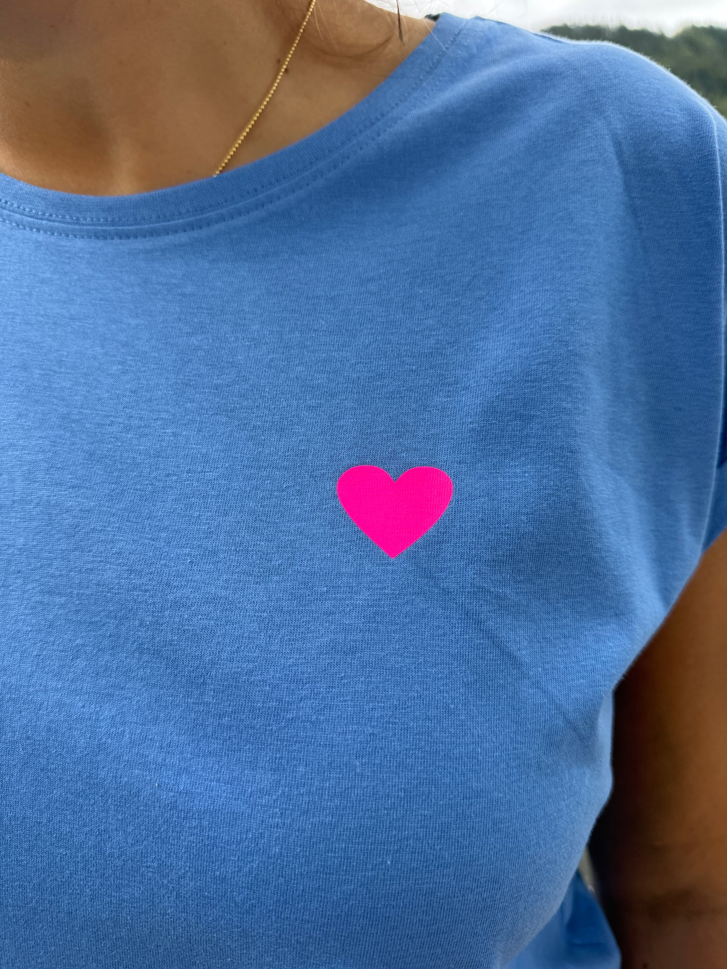 T-Shirt, heart, blau