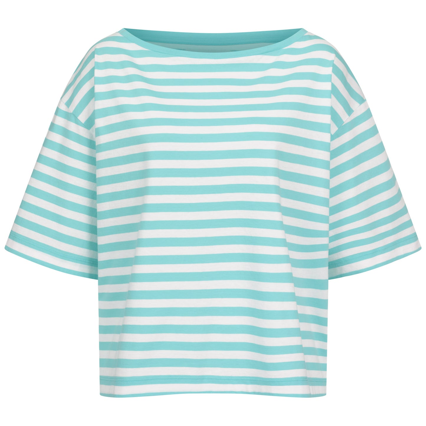 T-Shirt, gestreift, türkis