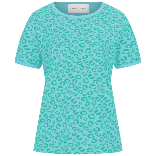T-Shirt, frottee, leo, türkis