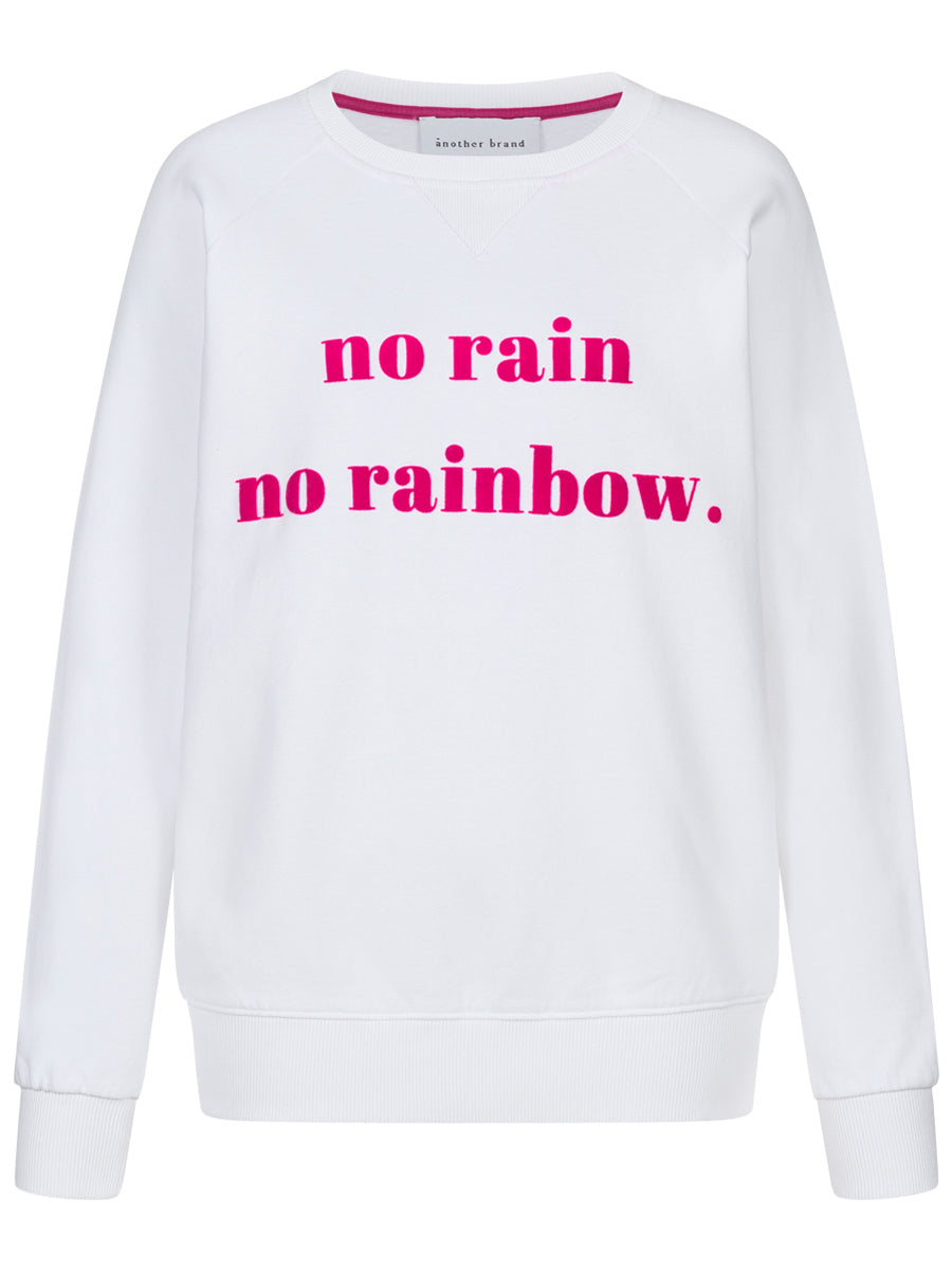 Sweatshirt - no rain no rainbow, weiss