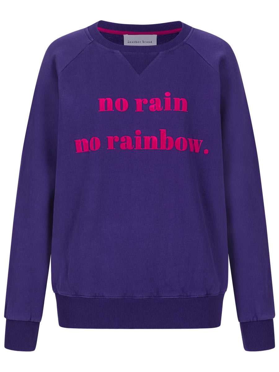 Sweatshirt - no rain no rainbow, purple