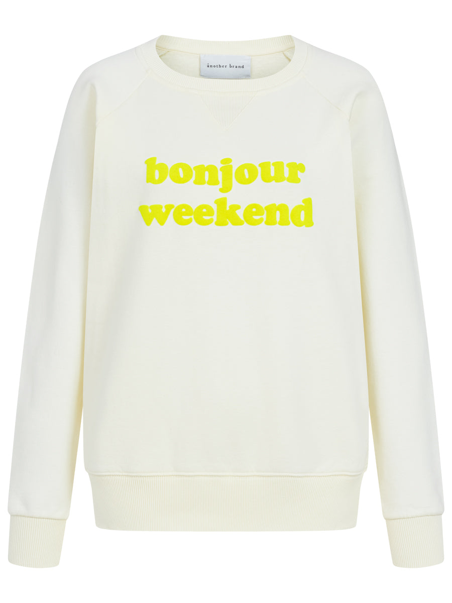 Sweatshirt- bonjour weekend white