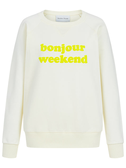 Sweatshirt- bonjour weekend white