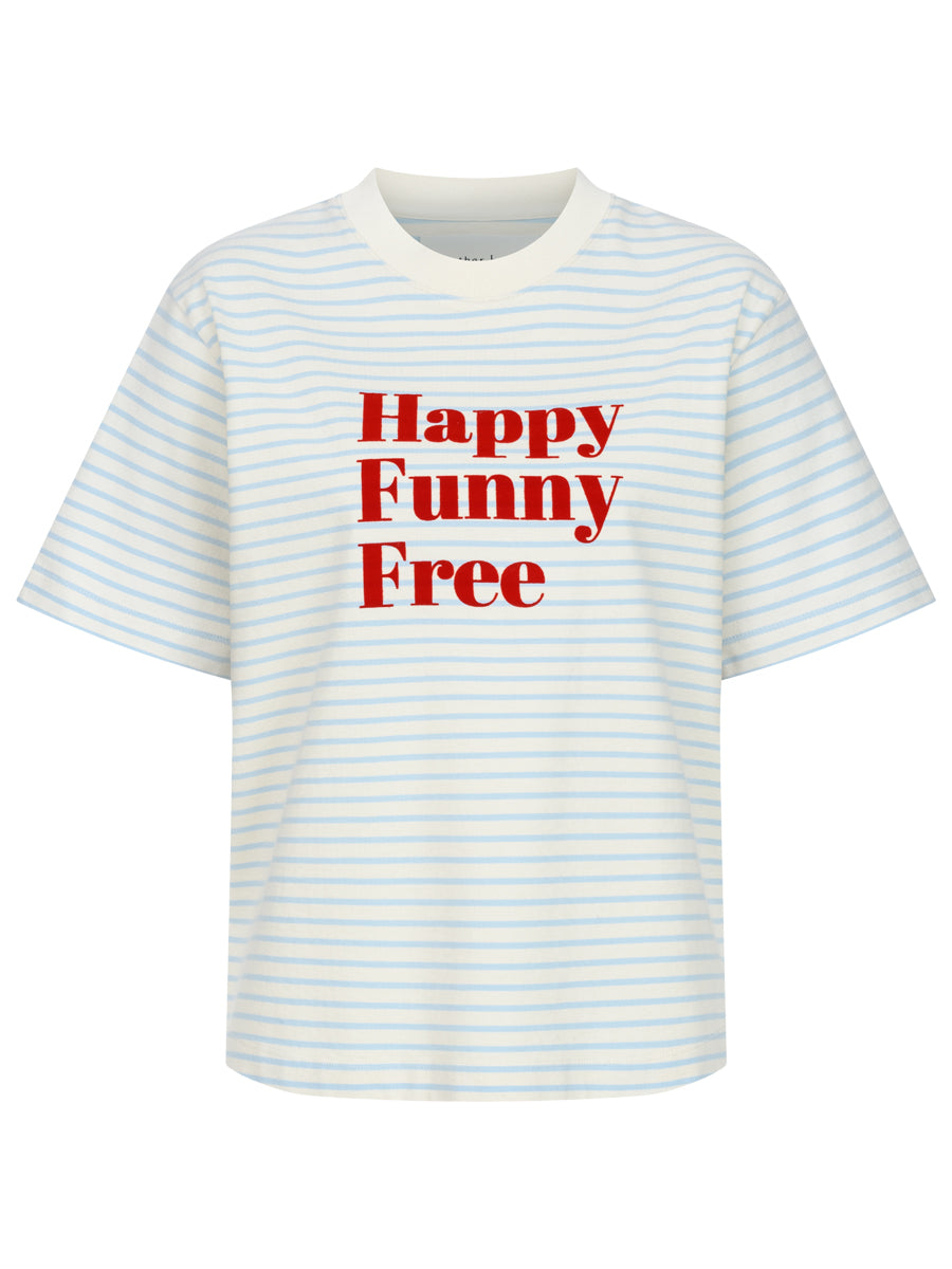 T-Shirt Streifen Happy hellblau