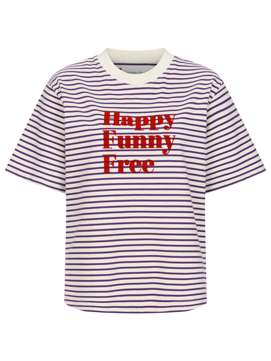 T-Shirt Streifen Happy lila