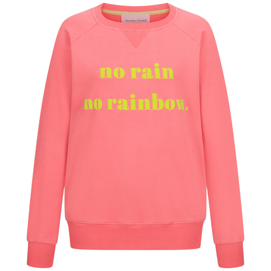 Sweatshirt - no rain no rainbow, türkis koralle