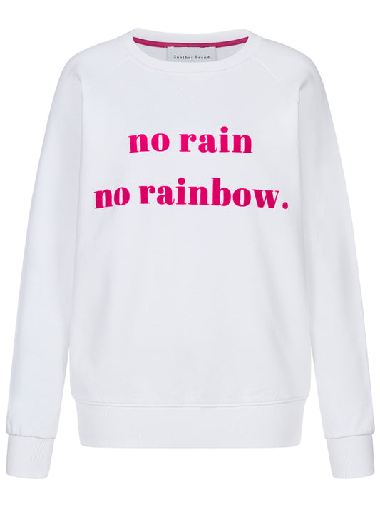 Sweatshirt - no rain no rainbow, weiss